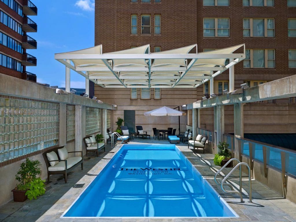 The outdoor, rooftop pool at The Westin Georgetown, Washington DC.