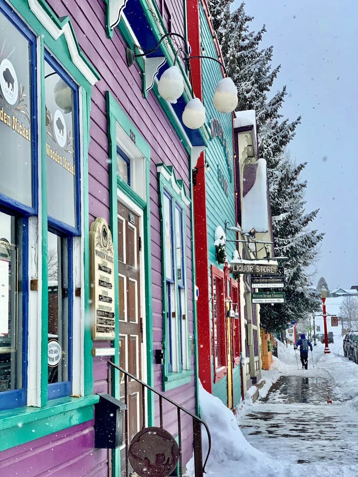 Colorful storefronts in Crested Butte, one of the best weekend getaways near Denver for families.