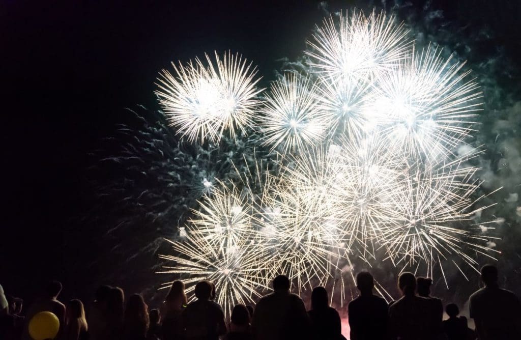 Fireworks over the Hilton in Aruba for New Year's Eve.