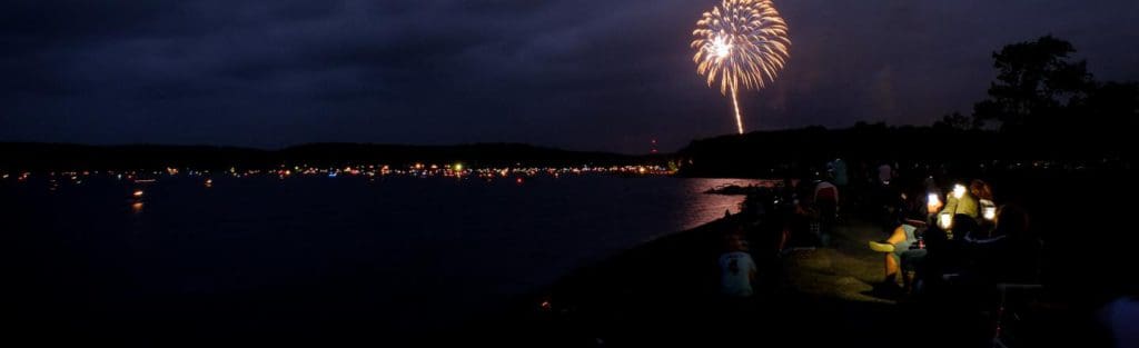 Fireworks over Lake Wallenpaupack in the Poconos. 