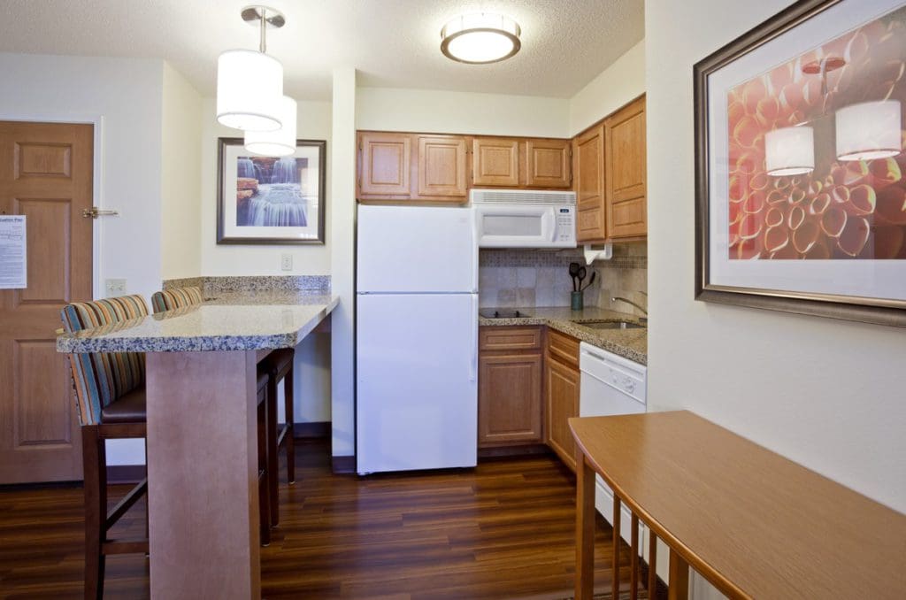 Inside the kitchen area of a family suite at Staybridge Suites Minneapolis-Bloomington, an IHG Hotel.