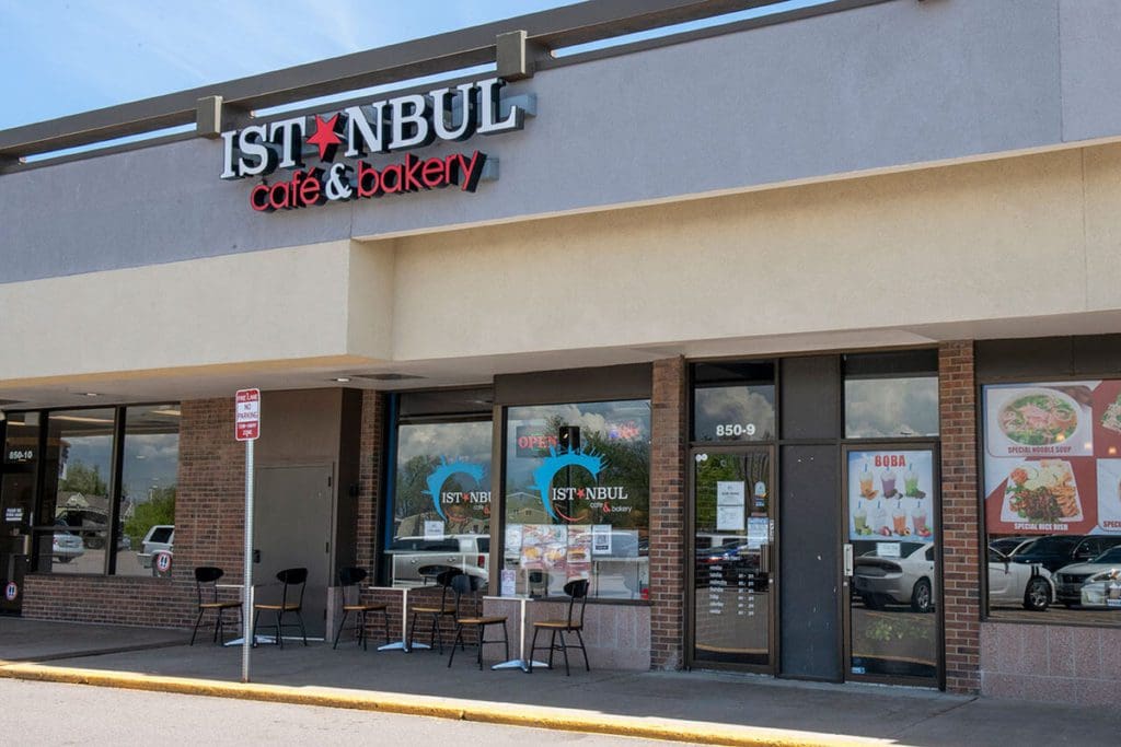 The exterior entrance to Istanbul Cafe and Bakery.