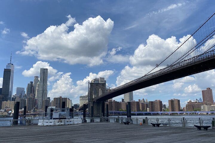 The Brooklyn Bridge during the day, as seen on the NYC Bus Tour of Brooklyn, Bronx, Queens: Contrasts, Color, and Character tour.