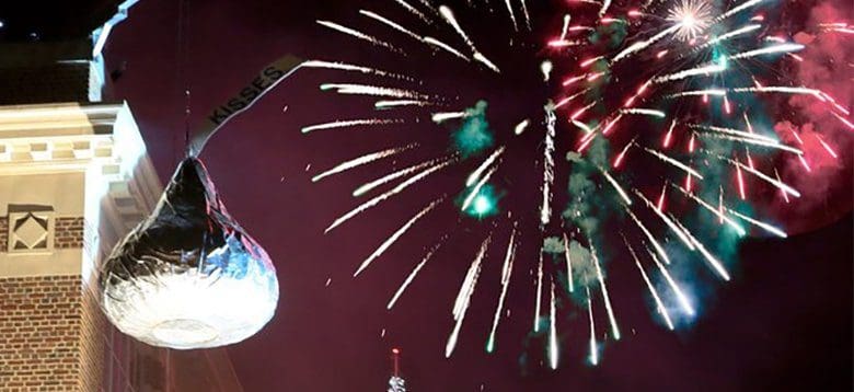 The chocolate kiss drop on New Year's Eve at Hershey Park.