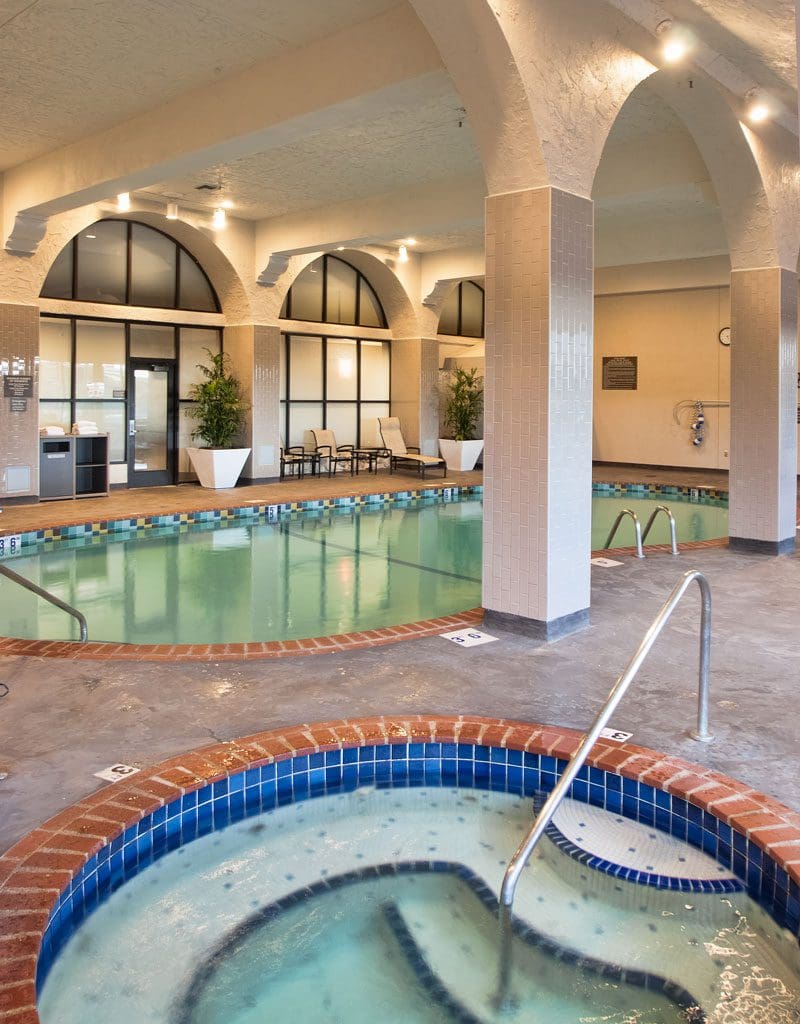The indoor pool and whirlpool at Embassy Suites by Hilton Bloomington/Minneapolis.