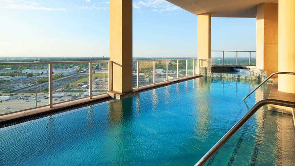 The outdoor terrace pool at Westin Memorial Center Houston.