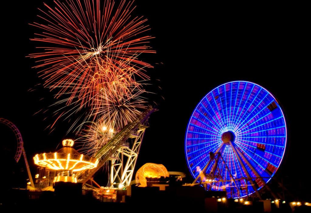 Fireworks over an amusement park in Wildwood for the New Year.