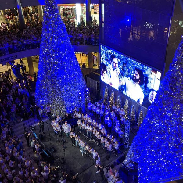 An aerial view of a holiday concert at the Mall of America.
