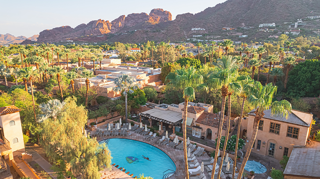 An aerial shot of the Royal Palms Resort and Spa in Phoenix