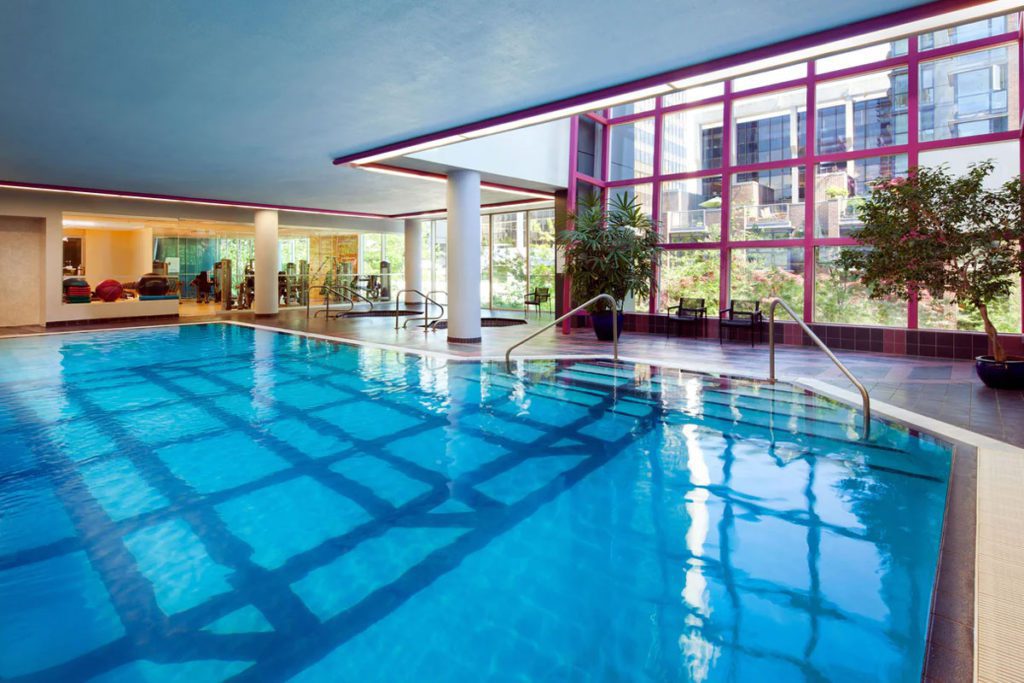 The indoor pool at the Sheraton Vancouver Wall Centre.