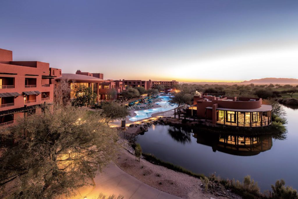 Aerial view of the property and pool at the Sheraton Grand at Wild Horse Pass, one of the best hotels in Phoenix for families