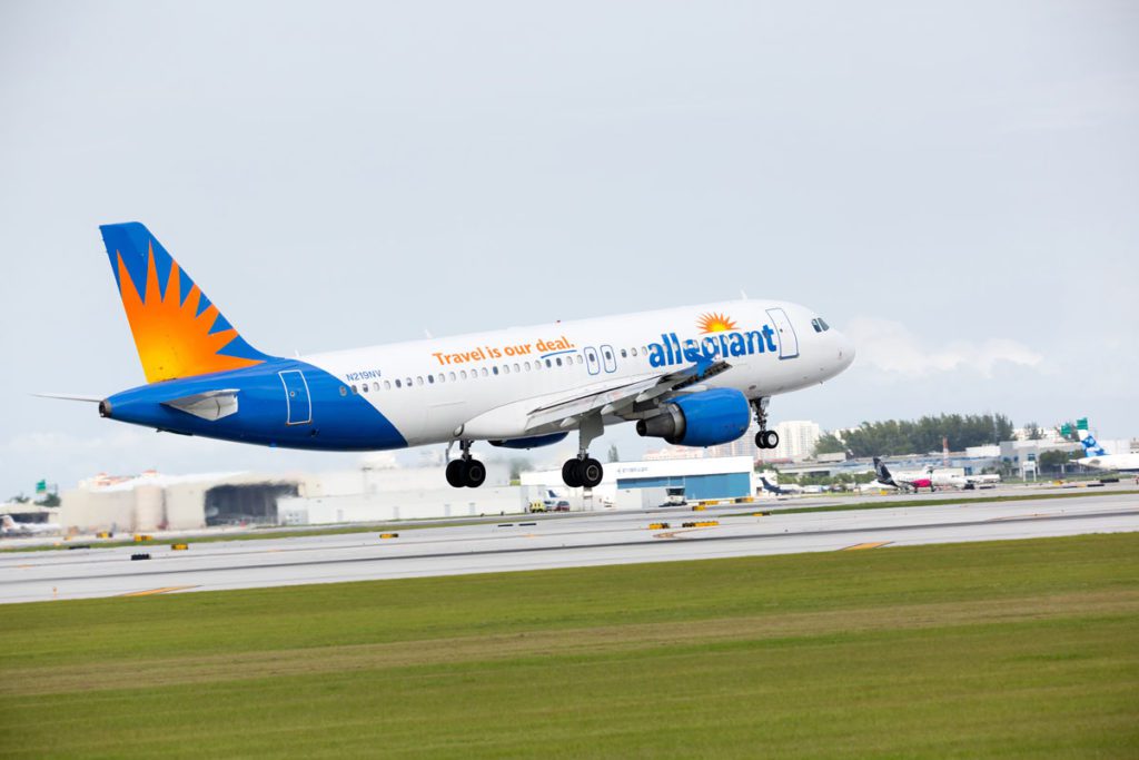 An Allegiant Airlines plane on the tarmac.