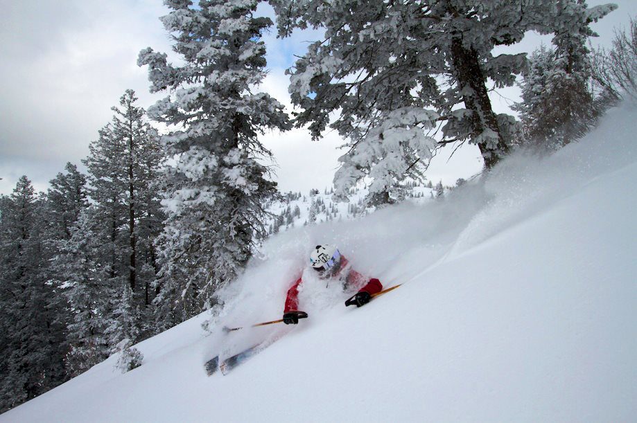 A skier on the slopes at Powder Mountain in Utah