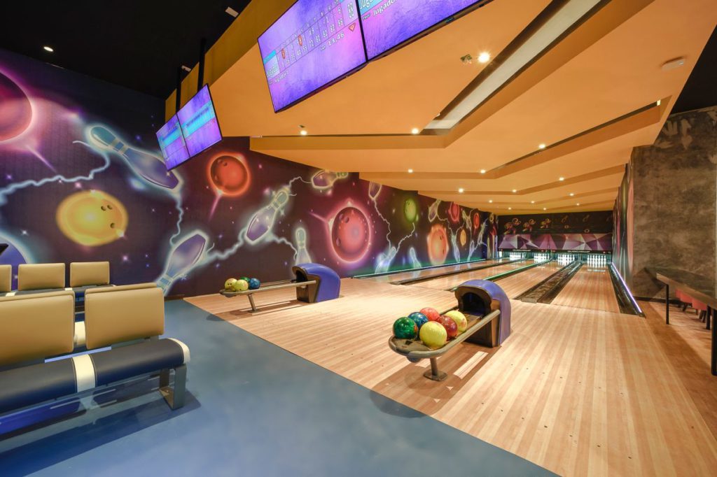 The indoor bowling alley at the Royalton Splash Riviera Cancun.
