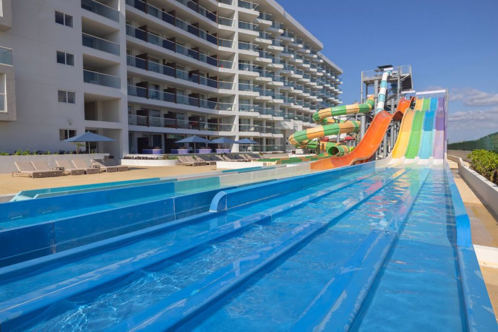 The outdoor water slide at the Royalton Splash Riviera Cancun.