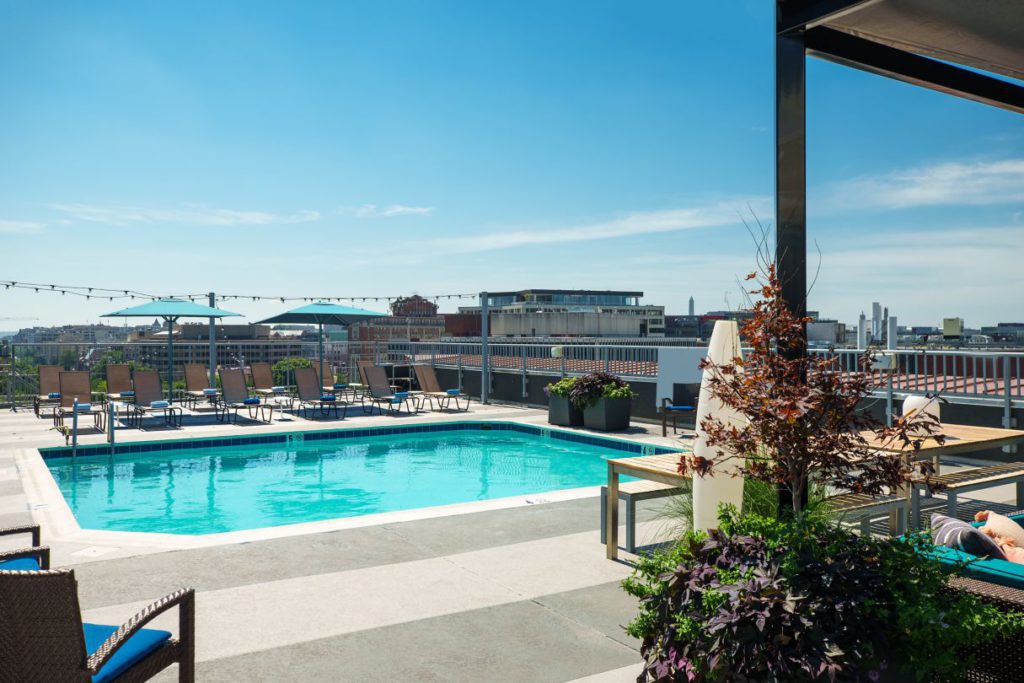The outdoor rooftop pool at The Ven at Embassy Row Washington DC
