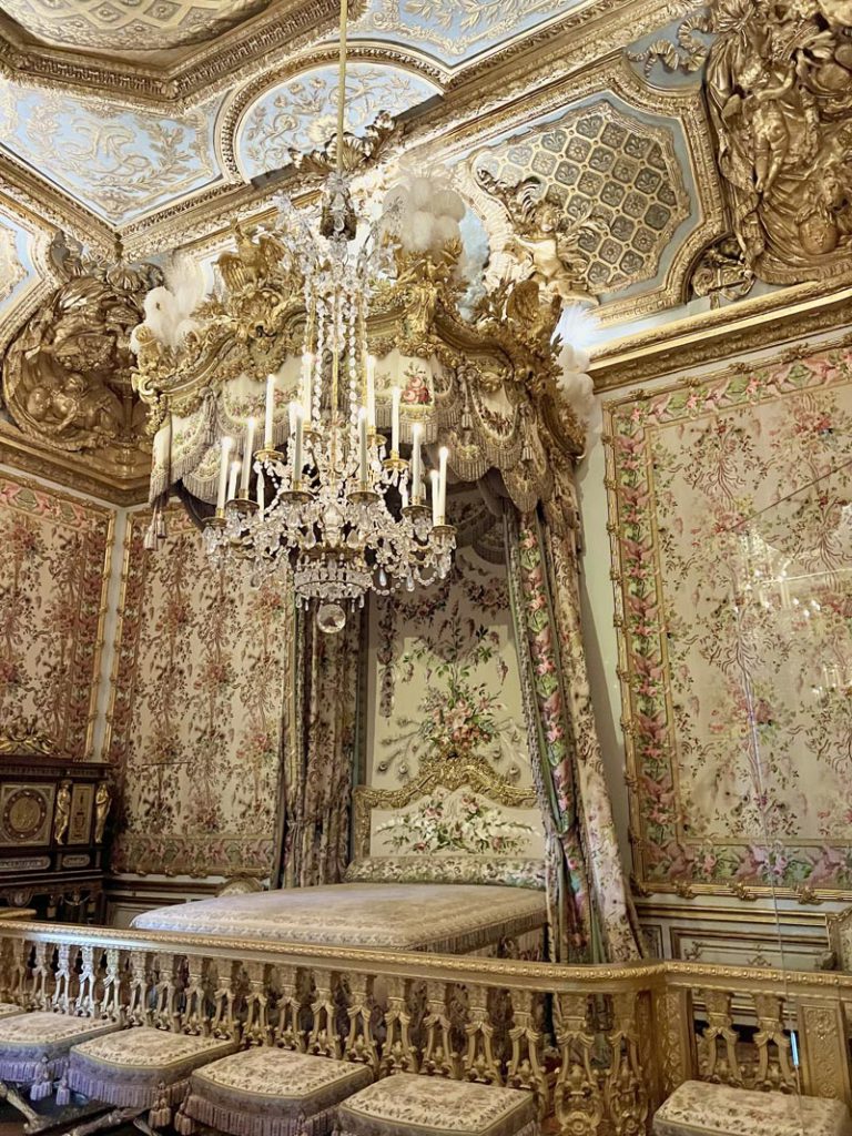 The interior of the Palace of Versailles near Paris.