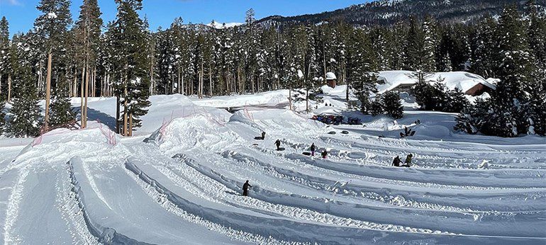 The groomed snow tubing trails at Adventure Mountain Lake Tahoe