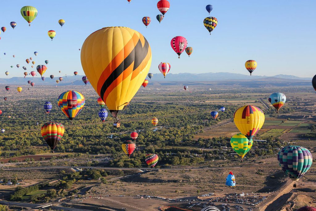 Balloons soaring in the sky at the Albuquerque Balloon Fiesta
