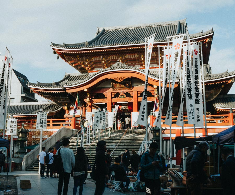 The Osu Kannon Temple in Nagoya, one of the best places to visit in Japan with kids. 