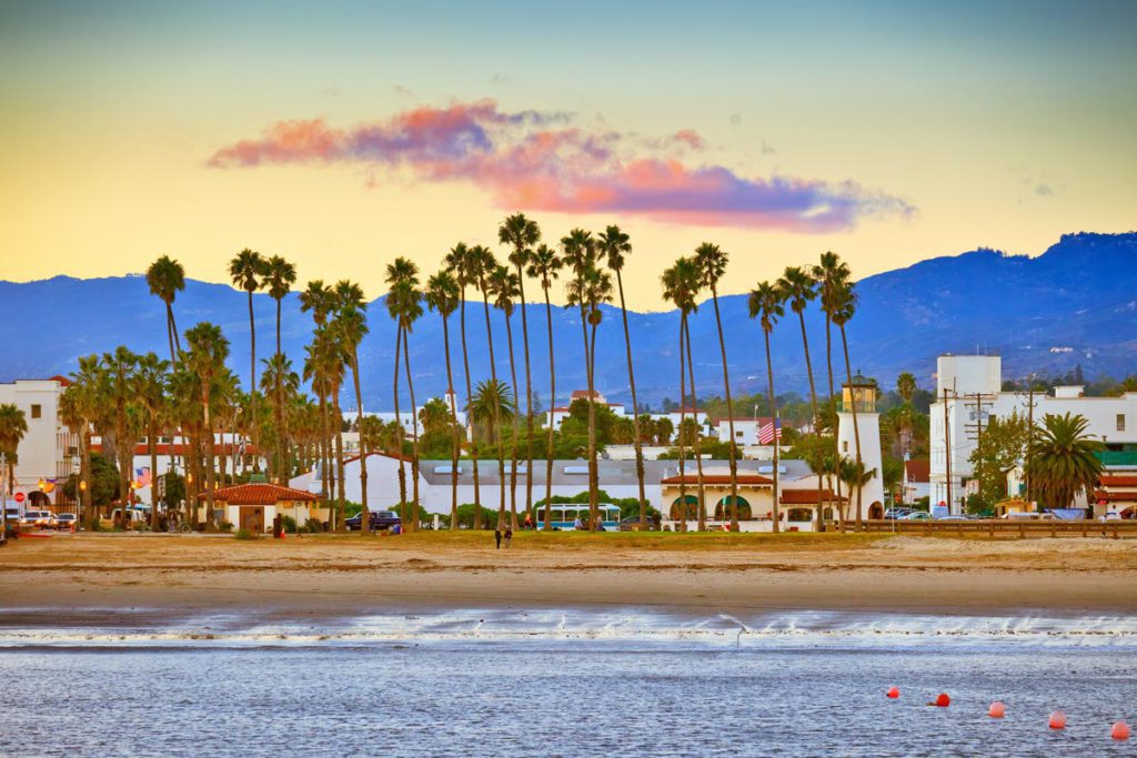 A view of the beach in Santa Barbara, one of the best romantic getaways in the United States.