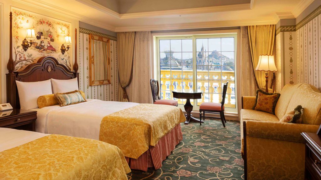 A hotel room at Tokyo Disneyland Hotel, one of the best hotels in Tokyo for families.