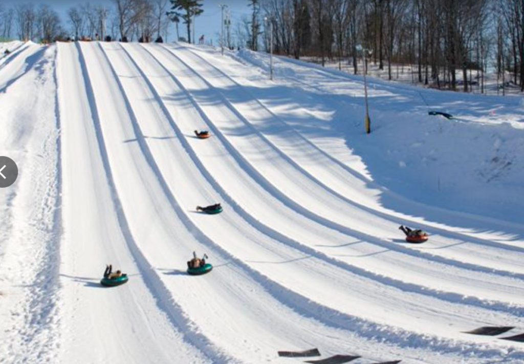 The snow tubing lanes at White Lightning Snow Tubing.