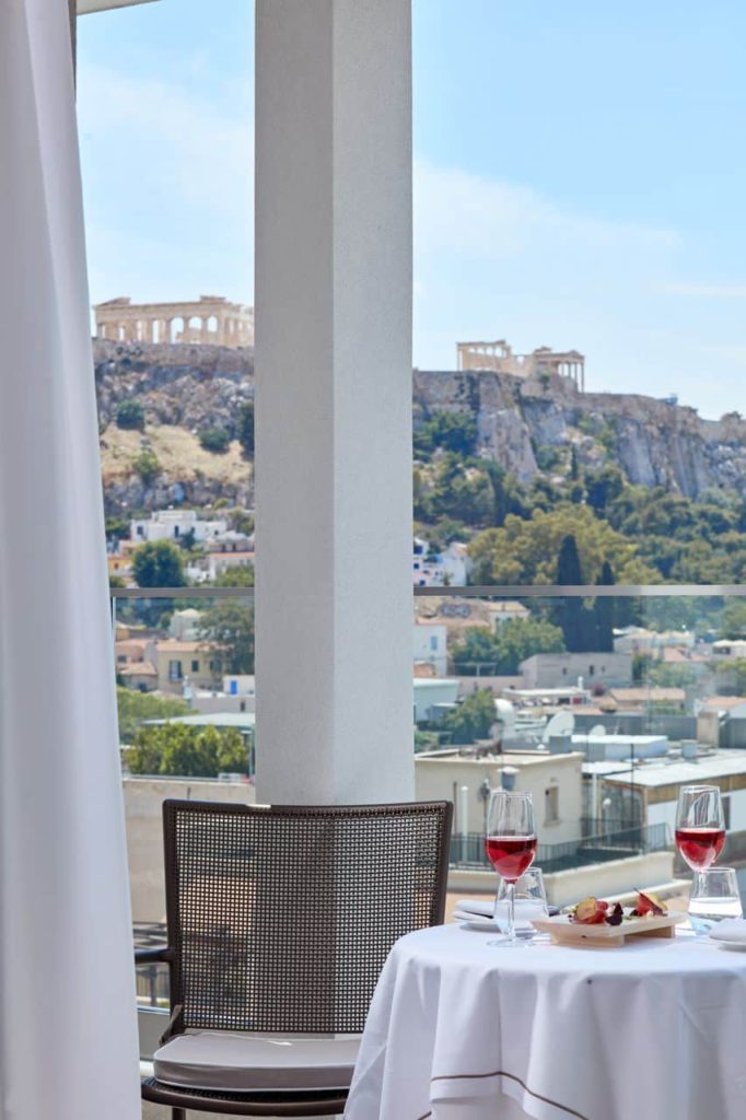 A view from a guest room at the Electra Acropolis in Athens