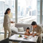 A family spending time together at the Four Seasons Tokyo Hotel.