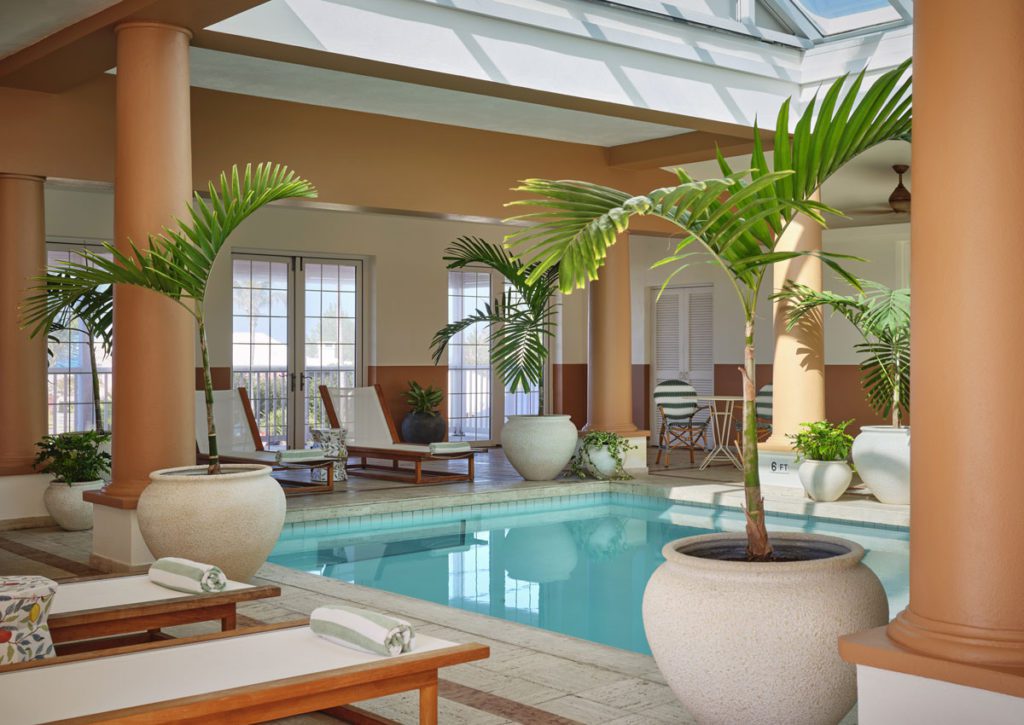 The indoor pool at Cambridge Beaches Resort & Spa