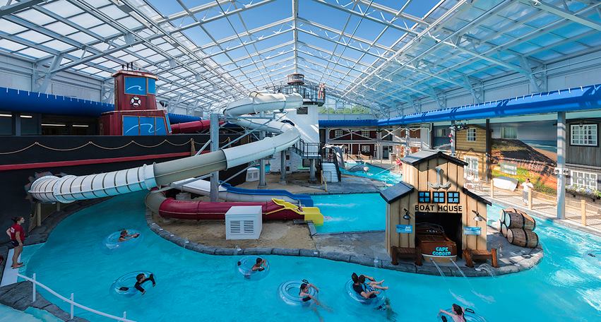 The indoor pool and water park at Cape Codder Resort and Spa.