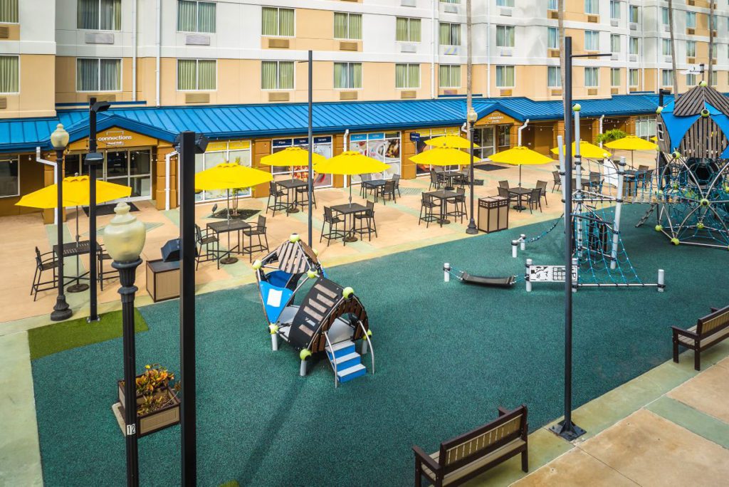 The outdoor playground for kids at the Renaissance Orlando at SeaWorld, one of the best Marriott hotels in Orlando, Florida for families.