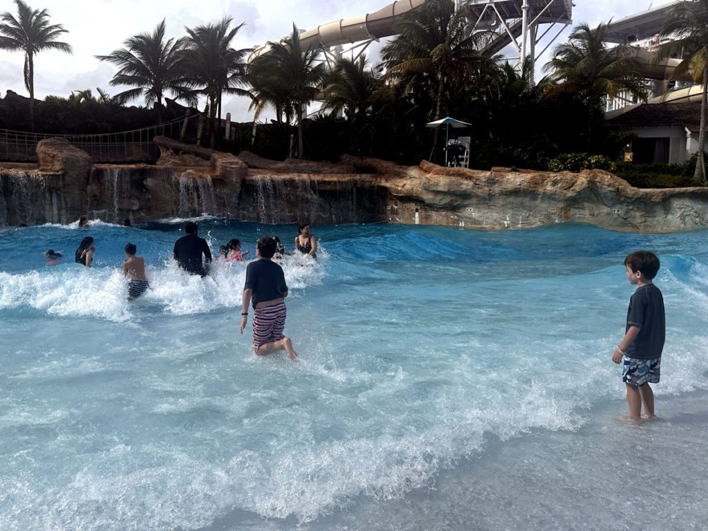 Children playing in the wave pool at Baha Mar Resort in the Bahamas. 