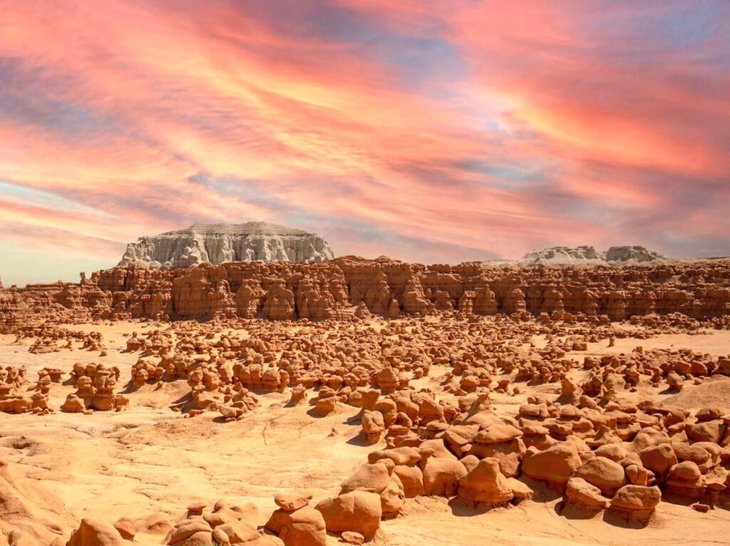 A view of the hoodoos at Goblin Valley State Park, one of the best weekend getaways from Salt Lake City for families. 