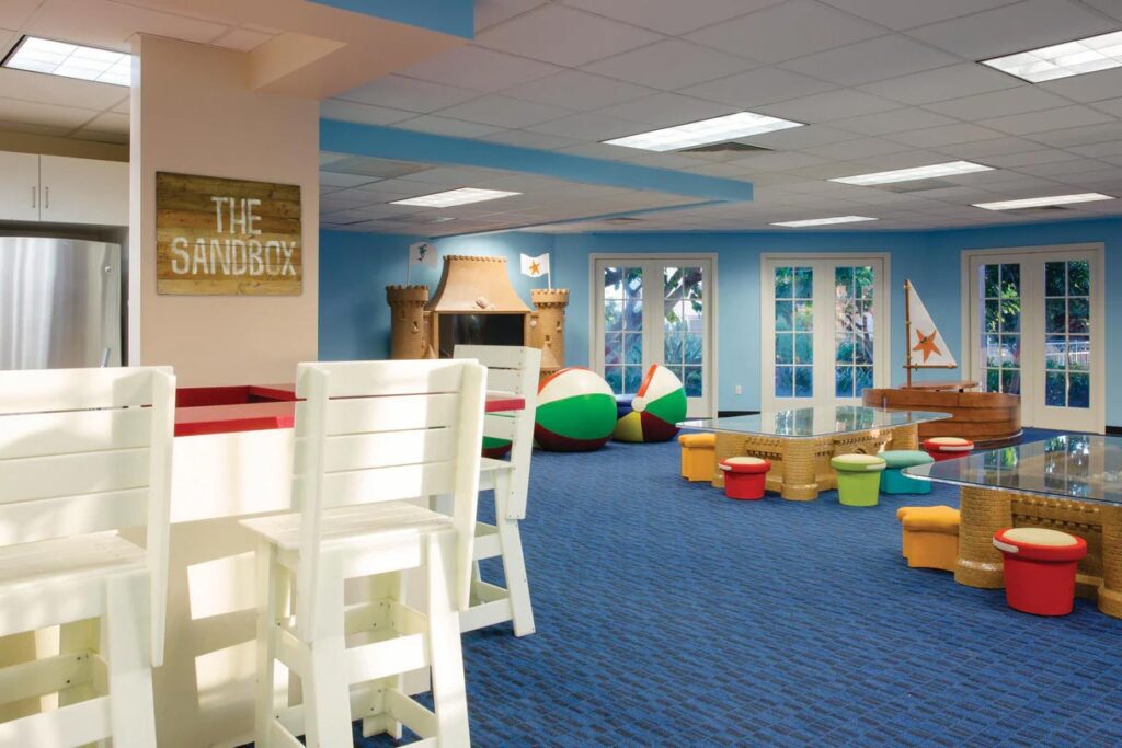 The indoor playroom at the Kids' Club at Marriott's Newport Coast Villas.