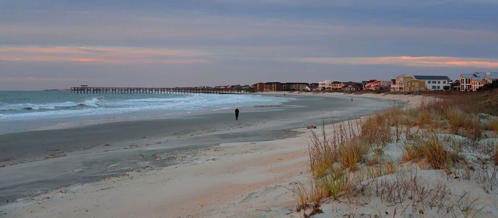 A view of the shoreline on Pawley's Island in South Carolina.