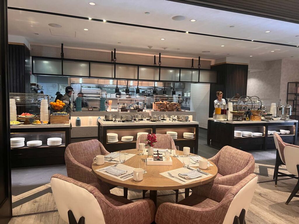 Dining area at Preston’s Market inside Loews Miami Beach Hotel, offering a variety of breakfast options.