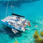 Family enjoying a skippered catamaran charter in the Mediterranean